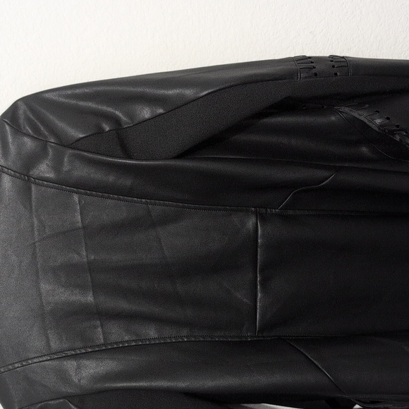 Vici Black Faux Leather and Suede Waterfall Open Jacket Women's Size XS - Picture 11 of 13